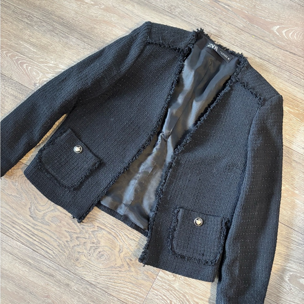 Zara Black Tweed Blazer